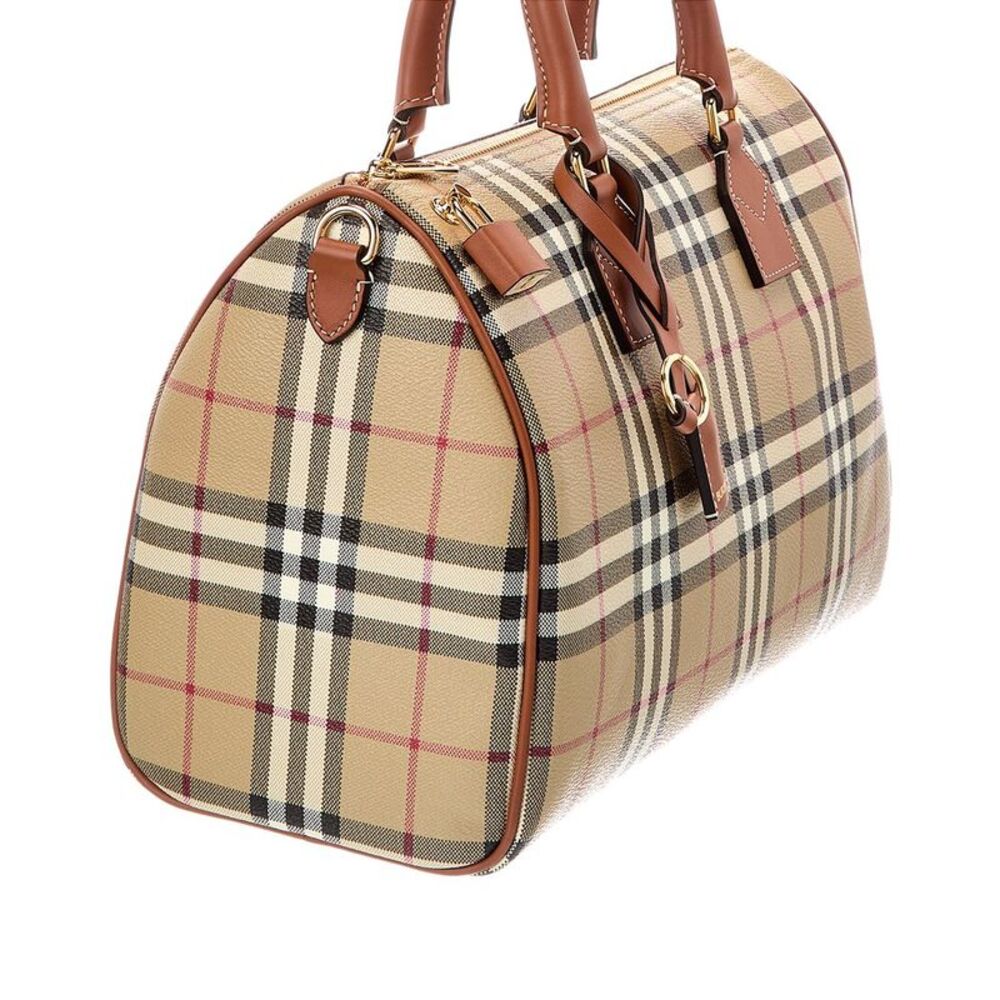 Burberry Check Canvas Luggage Bag, Brown - Picture 3 of 4